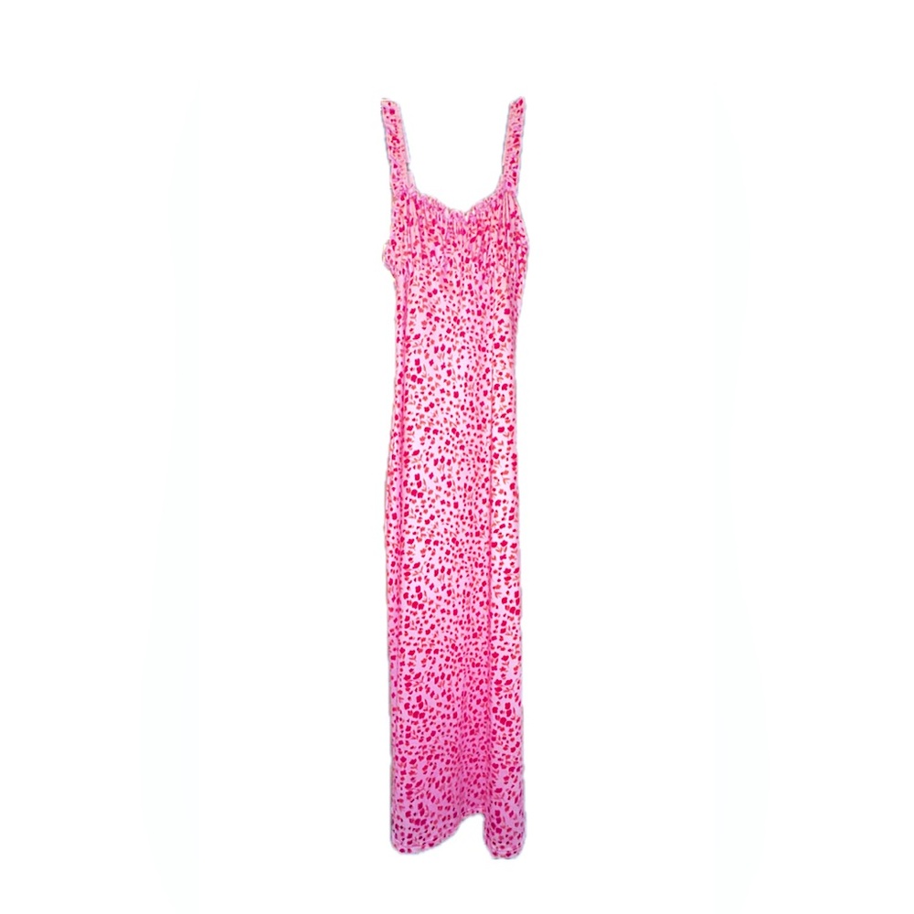 Pink Floral Print Maxi Dress